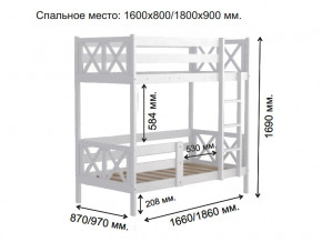 Кровать 2-х ярусная Аист-2 Классика белый 1800х900 мм в Усть-Катаве - ust-katav.mebel74.com | фото 2