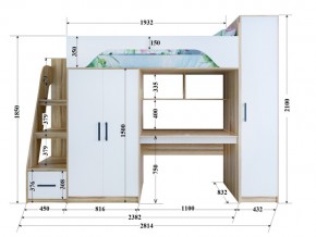 Кровать чердак Тея с пеналом ясень-белый в Усть-Катаве - ust-katav.mebel74.com | фото 2