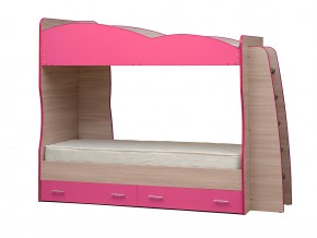Кровать детская двухъярусная Юниор 1.1 розовая в Усть-Катаве - ust-katav.mebel74.com | фото 1