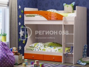 Кровать двухъярусная Бемби МДФ Апельсин металлик в Усть-Катаве - ust-katav.mebel74.com | фото