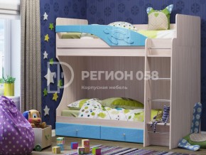 Кровать двухъярусная Бемби МДФ Голубой металлик в Усть-Катаве - ust-katav.mebel74.com | фото