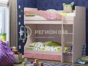 Кровать двухъярусная Бемби МДФ Розовый металлик в Усть-Катаве - ust-katav.mebel74.com | фото