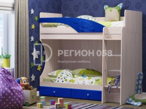 Кровать двухъярусная Бемби МДФ Темно-синий металлик в Усть-Катаве - ust-katav.mebel74.com | фото