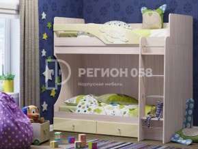 Кровать двухъярусная Бемби МДФ Ваниль глянец в Усть-Катаве - ust-katav.mebel74.com | фото