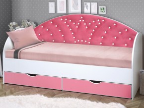 Кровать с продольной мягкой спинкой Корона №1 800х1900 мм розовая в Усть-Катаве - ust-katav.mebel74.com | фото