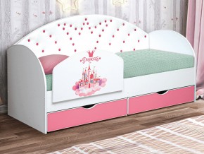 Кровать с продольной мягкой спинкой Корона №4 800х1600 мм розовая в Усть-Катаве - ust-katav.mebel74.com | фото 2
