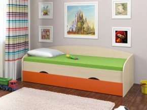 Кровать Соня 2 дуб молочный-оранжевый в Усть-Катаве - ust-katav.mebel74.com | фото