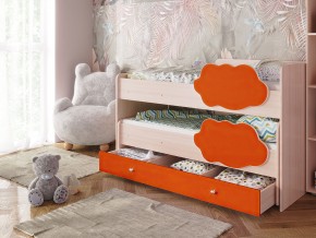 Кровать Соник с ящиком млечный дуб-оранж в Усть-Катаве - ust-katav.mebel74.com | фото 1