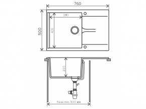 Мойка гранитная Gals-760 Бежевый 27 в Усть-Катаве - ust-katav.mebel74.com | фото 2