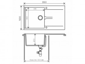 Мойка гранитная Gals-860 Бежевый 27 в Усть-Катаве - ust-katav.mebel74.com | фото 2