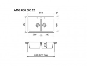 Мойка Longran Amanda AMG 860.500 20 в Усть-Катаве - ust-katav.mebel74.com | фото 2