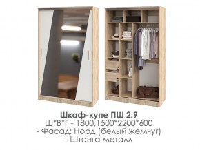 шкаф-купе ПШ-2.9 1500 Норд Белый жемчуг 1500 в Усть-Катаве - ust-katav.mebel74.com | фото